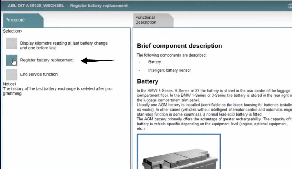 inpa bmw battery registration