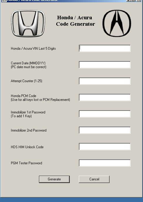 Crack Honda Acura Code Generator Full Download