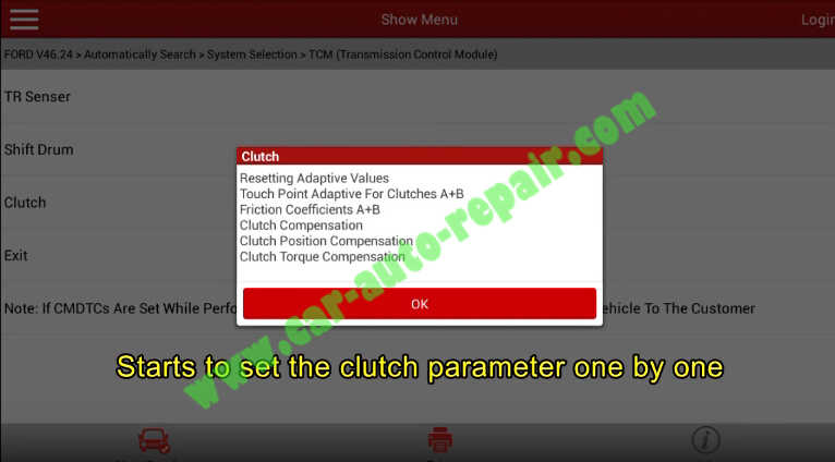 Ford Focus TCM Adaptive Learning,Clutch Learning by Launch X431