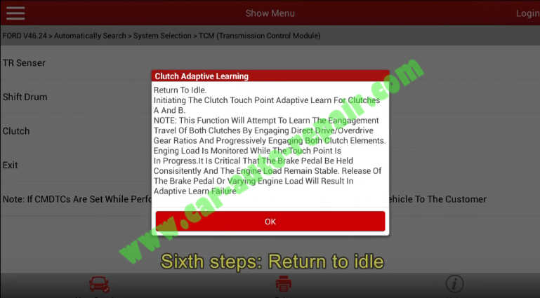 Ford Focus TCM Adaptive Learning,Clutch Learning by Launch X431