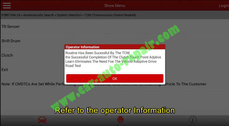 Ford Focus TCM Adaptive Learning,Clutch Learning by Launch X431