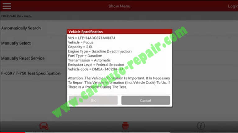 Ford Focus TCM Adaptive Learning,Clutch Learning by Launch X431