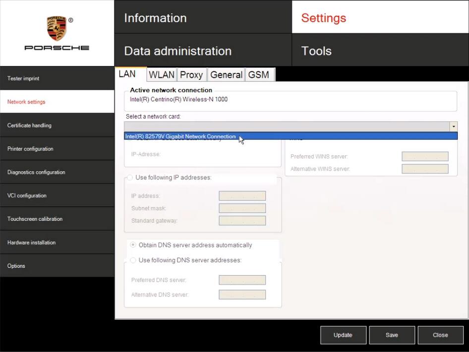 How to Set LAN Network for Porsche PIWIS II Software
