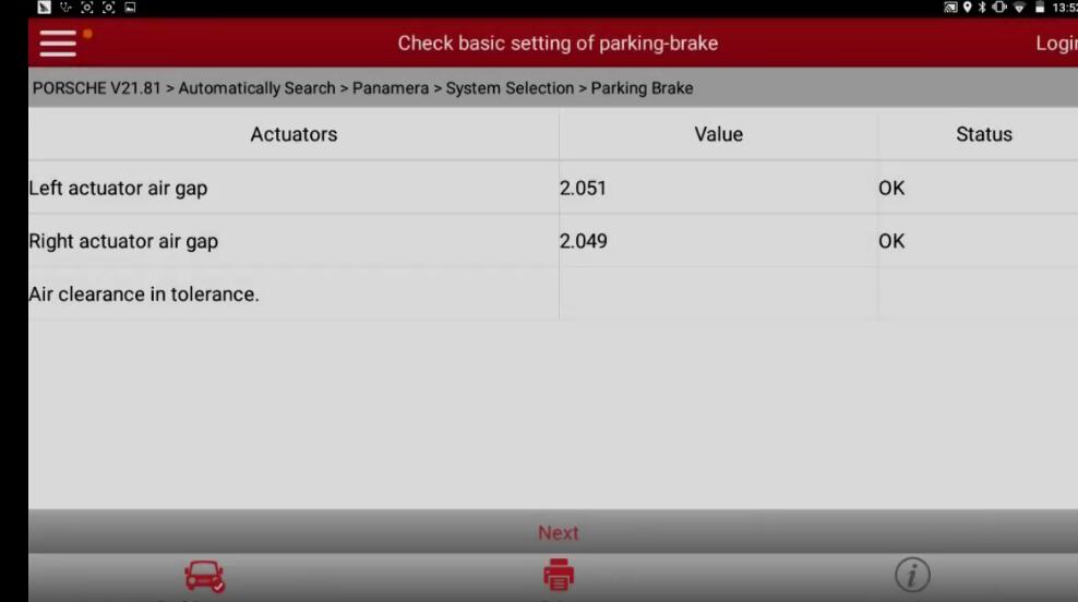 Porsche Panamera 2013 Parking Brake Programming After Replacement by X431