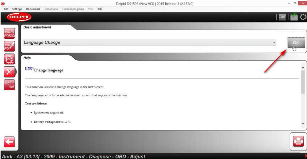 Delphi DS150E Change InstrumentDashboard Language for Audi A3 (4)