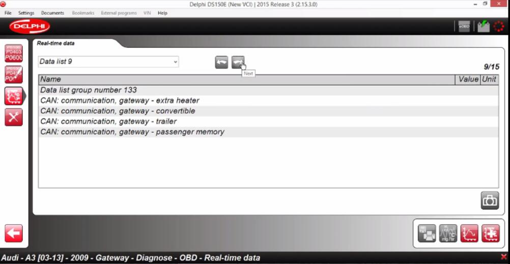 Delphi DS150E Diagnose Audi A3 2009 Gateway Real-time Data (8)