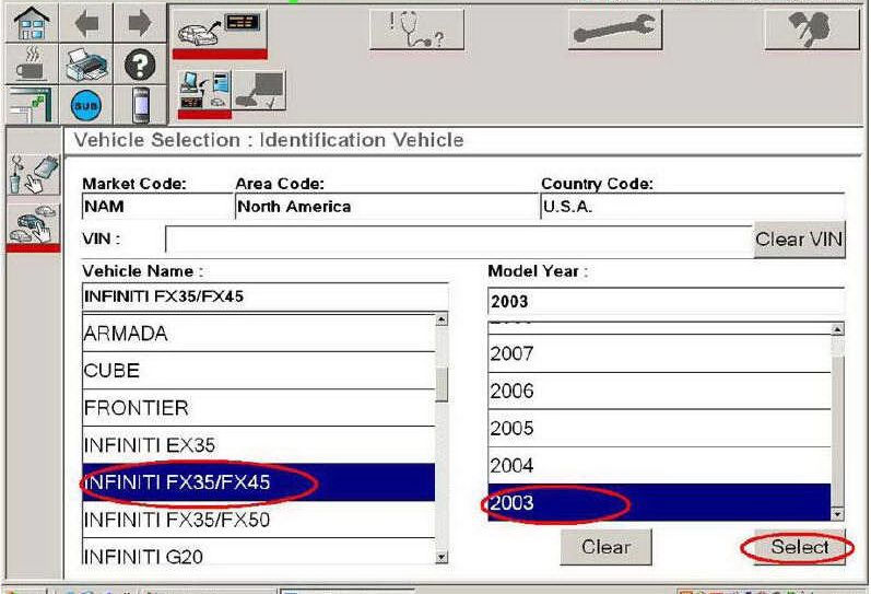 Nissan Consult 3 Plus Diagnos Read DTCs for Infiniti FX3545 2003 (11)