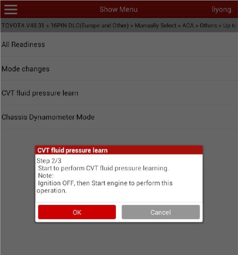 Toyota CVT Fluid Pressure Learning by Launch X431 (3)
