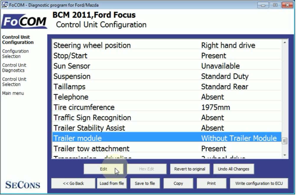 FCOM BCM Trailer Hitch Type Configuration for Ford Focus 2011 (9)