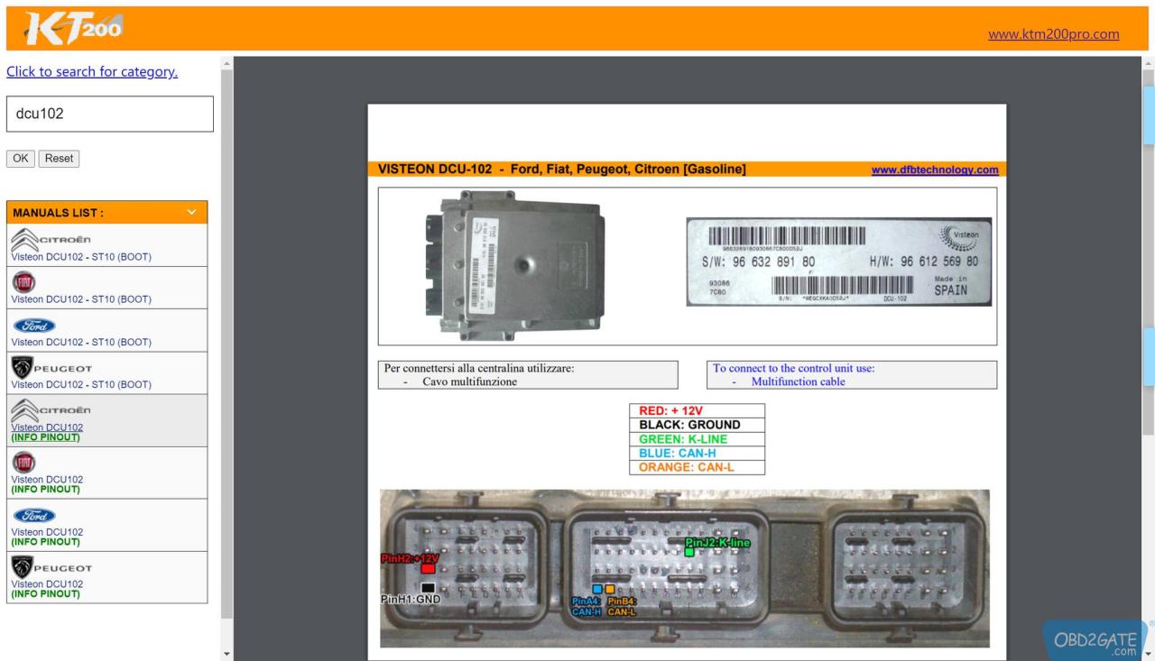 Have anyone use KT200 done DCU102 by OBD?