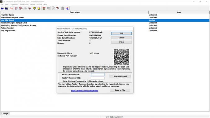 Accessing Parameter Lockout on CAT ET Software