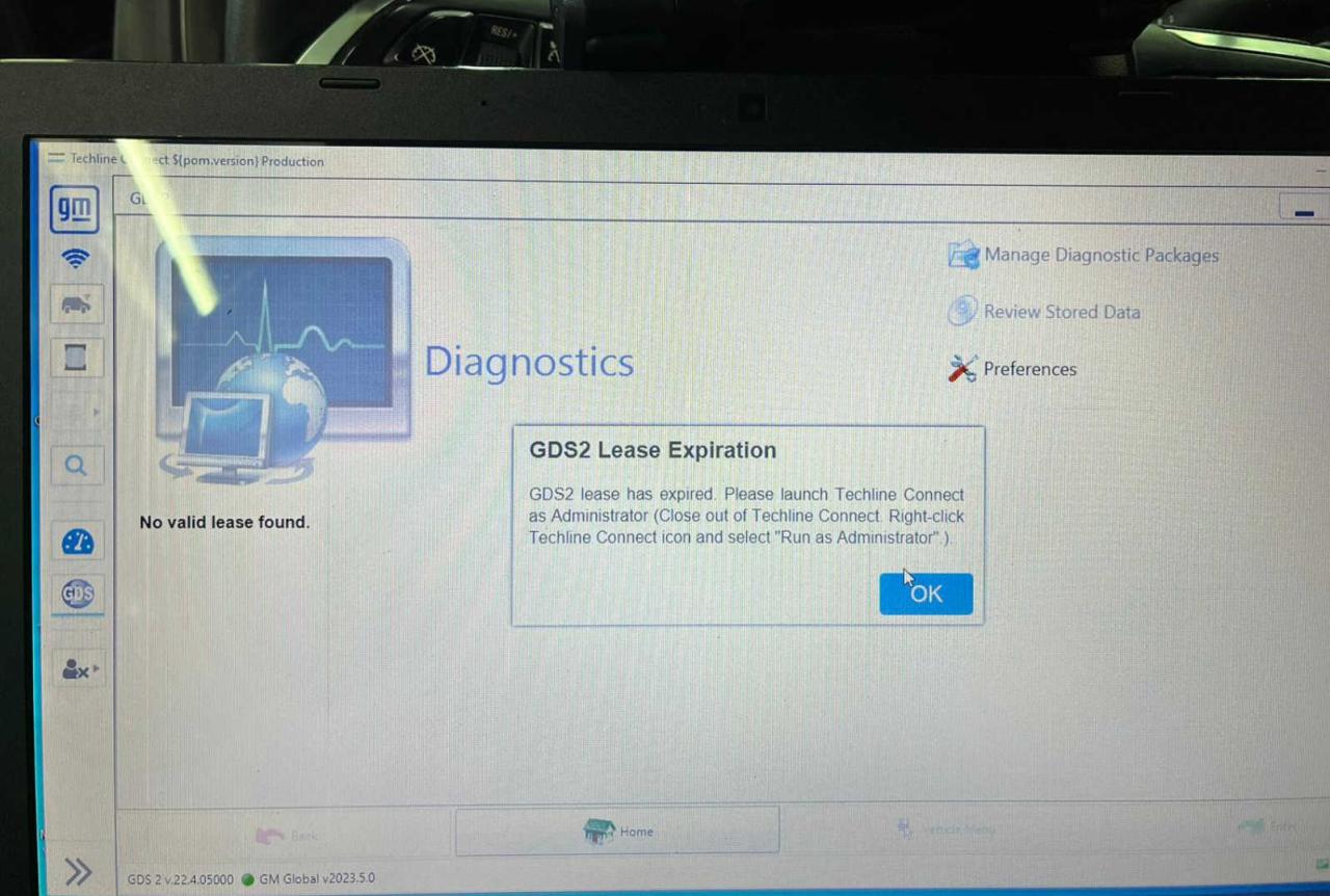 GM MDI 2 Scan Tool “No valid lease found”