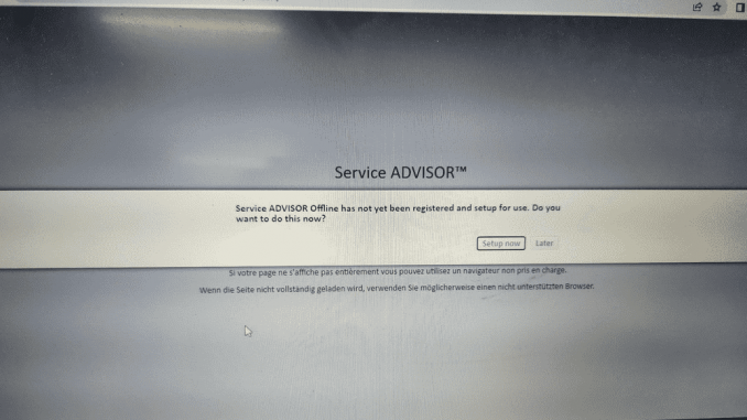 How to Solve When Got “service advisor offline has not yet been registered and setup for use ”?