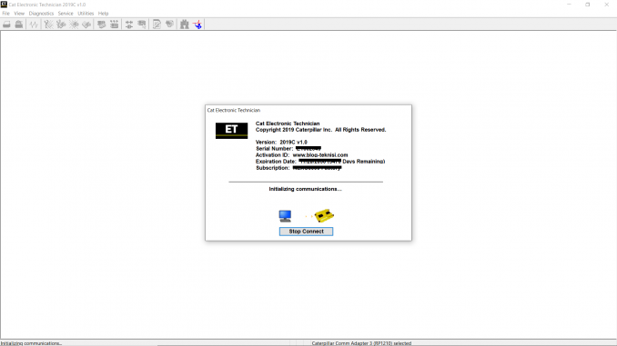 How to connect the Caterpillar ET software to the ECM