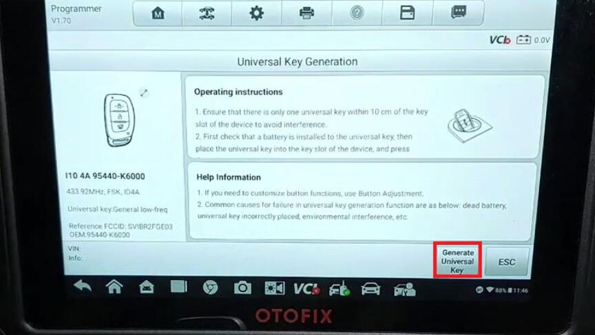 How to Generate Hyundai Grand i10 4A Universal Key by OTOFIX IM1