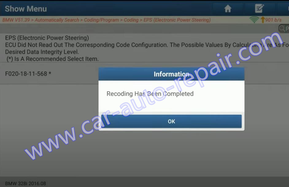 BMW 328i F34 EPS coding by Launch X431 PAD V Link (9)