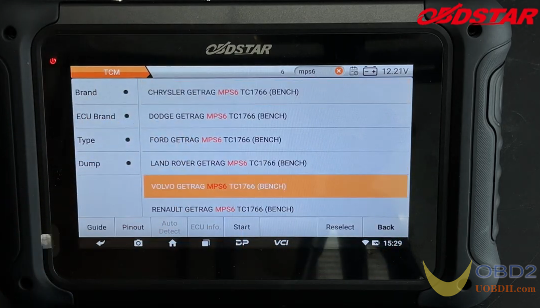 OBDSTAR DC706 Clone Volvo MPS6 TCM on Bench