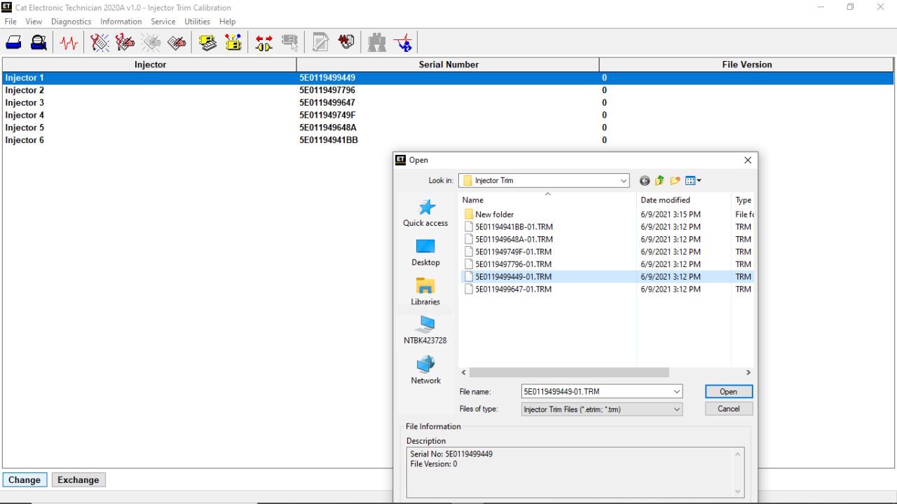 CAT Injector Trim Calibration with Caterpillar ET Software