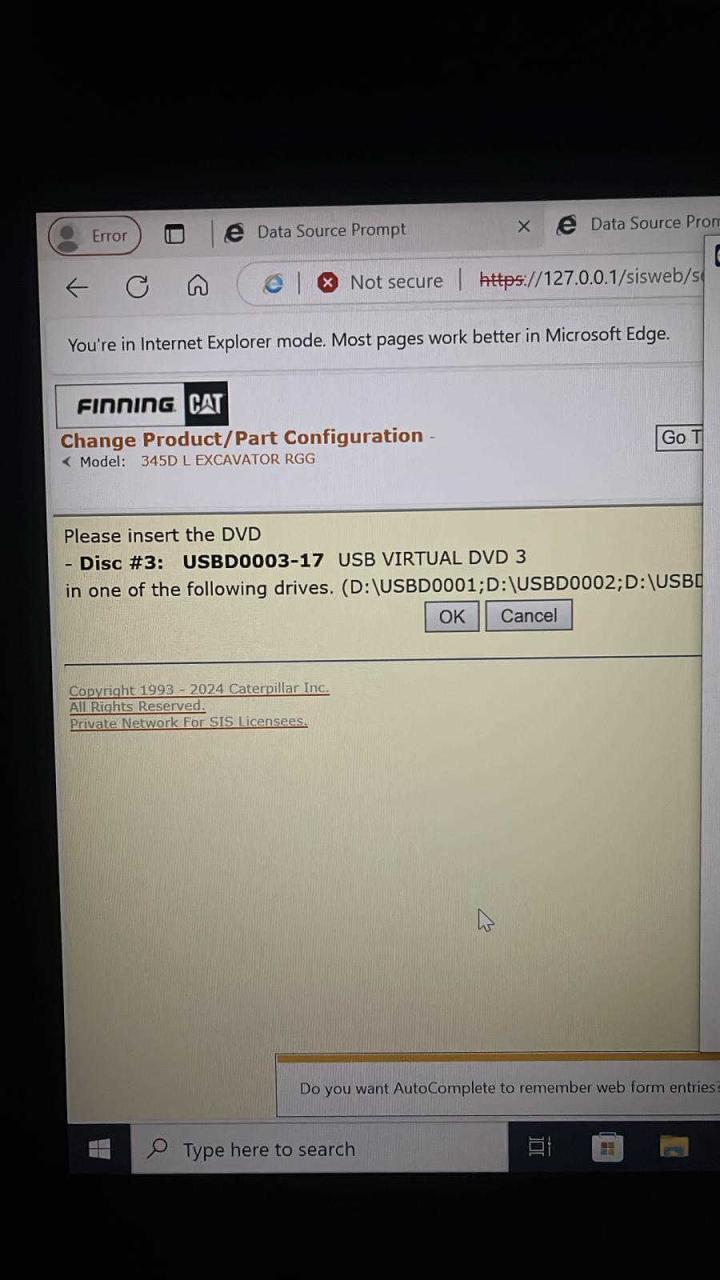 Caterpillar SIS 2022 CAT SIS Install Disc Problem