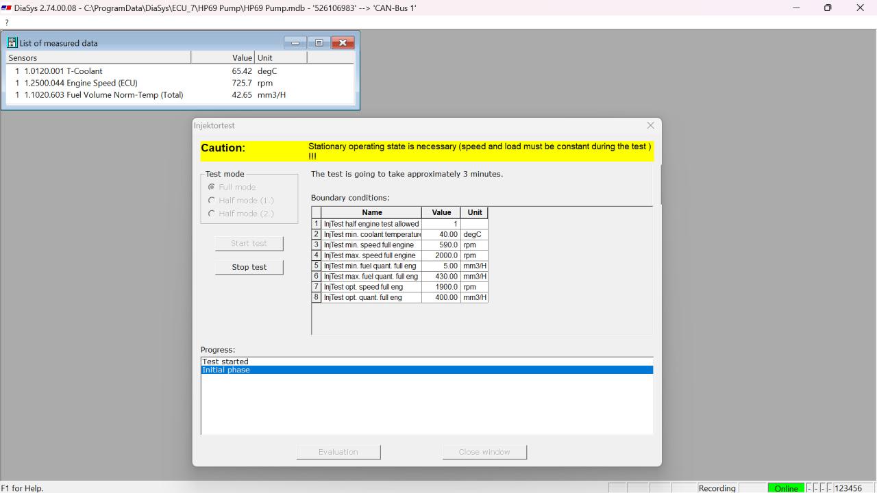 Cylinder Deactivation and Injector Test with DiaSys Dialog System (MTU Engine/ECU-7 ADEC)