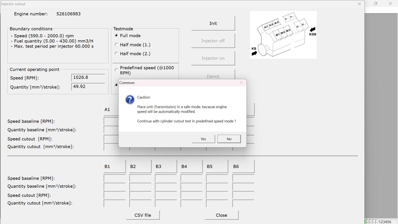 Cylinder Deactivation and Injector Test with DiaSys Dialog System (MTU Engine/ECU-7 ADEC)