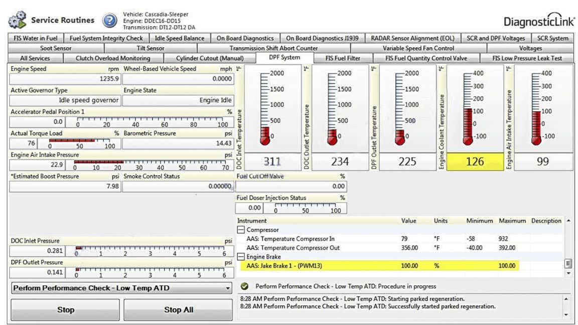 Detroit DDEC16 DD15 GHG17 Engine Performance Test (Low Temperature ATD)