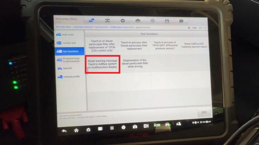 How to Reset Mercedes C220D AdBlue System with Autel Maxisys Ultra to Fix Low Fill Level Issue