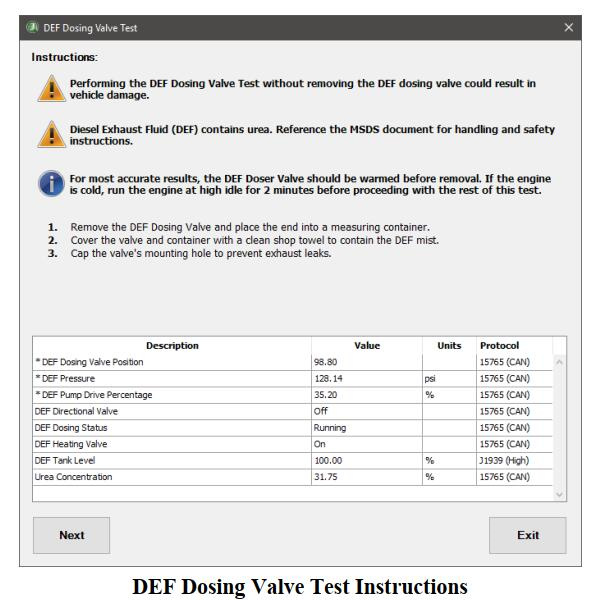 JPRO DEF Dosing Valve Test for MACK and Volvo EPA 13 to GHG17 Engines