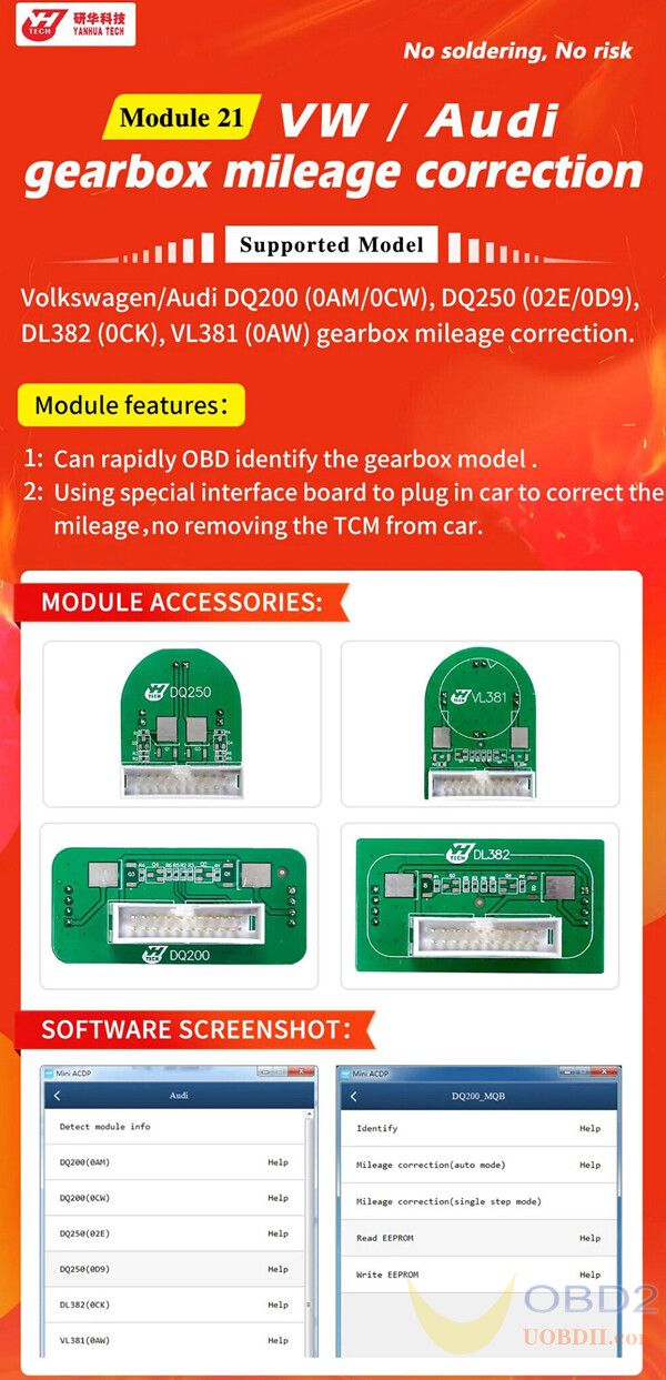 Yanhua ACDP Module 21 VW Audi Gearbox Mileage Calibration Guide