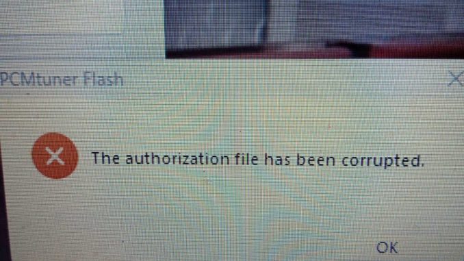 PCMtuner Authorisation File has Been Corrupted