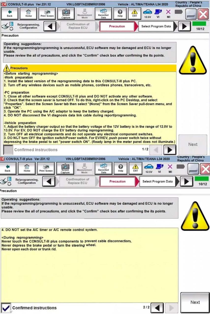 Programming a 2020 Nissan TEANA ABS Module with VNCI RNM and Nissan Consult III Plus Software