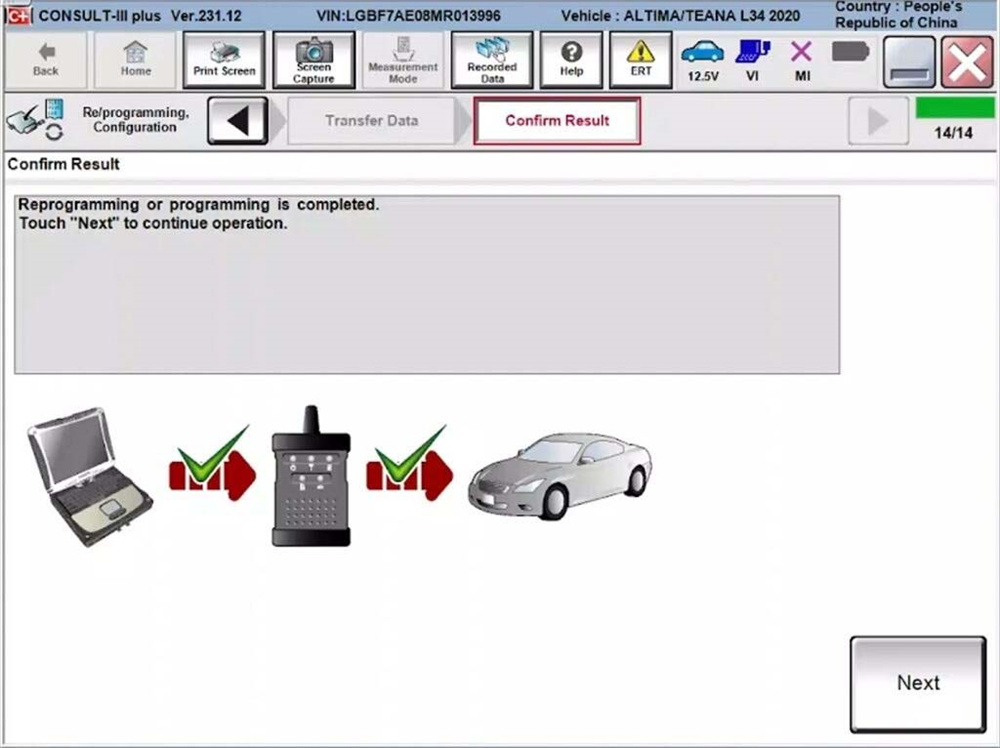 Programming a 2020 Nissan TEANA ABS Module with VNCI RNM and Nissan Consult III Plus Software