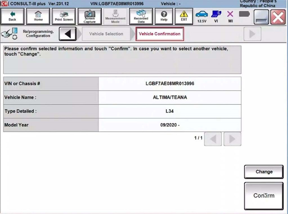 Programming a 2020 Nissan TEANA ABS Module with VNCI RNM and Nissan Consult III Plus Software