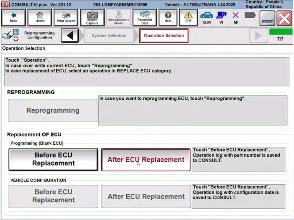 Programming a 2020 Nissan TEANA ABS Module with VNCI RNM and Nissan Consult III Plus Software