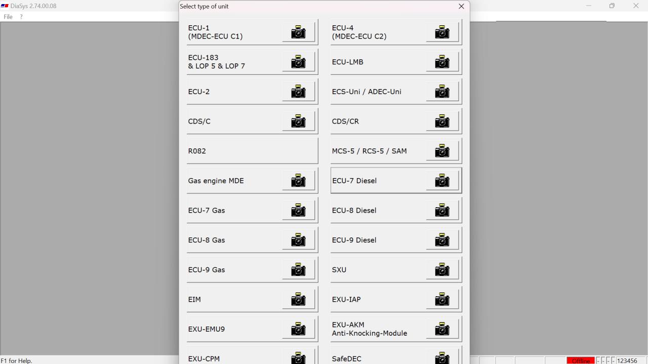 Starting the Program with DiaSys (MTU Engine ECU-7 Diesel)