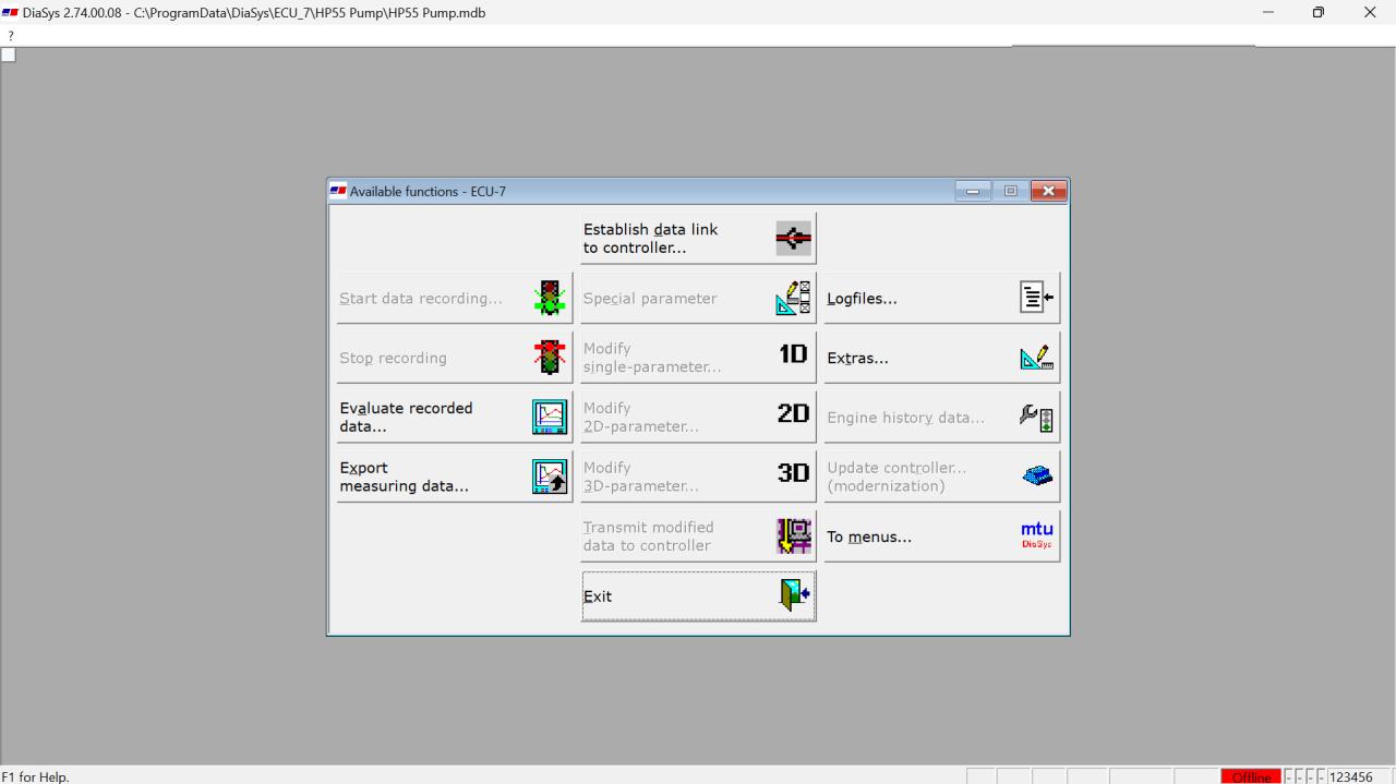 Starting the Program with DiaSys (MTU Engine ECU-7 Diesel)