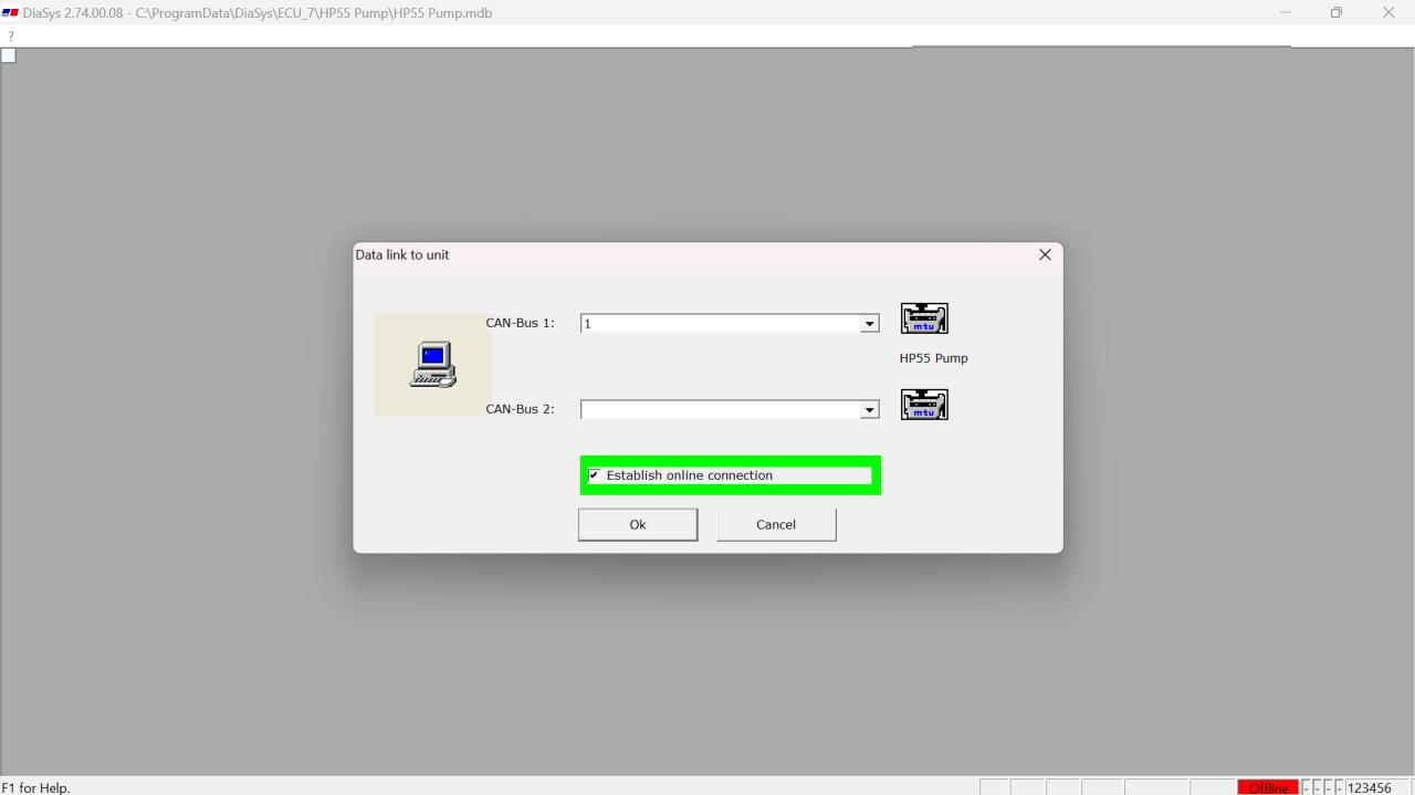 Starting the Program with DiaSys (MTU Engine ECU-7 Diesel)