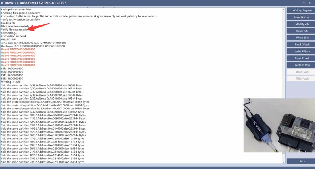 CG FC200 Read and Write BOSCH ME17.2 BMS-X TC1797 Success