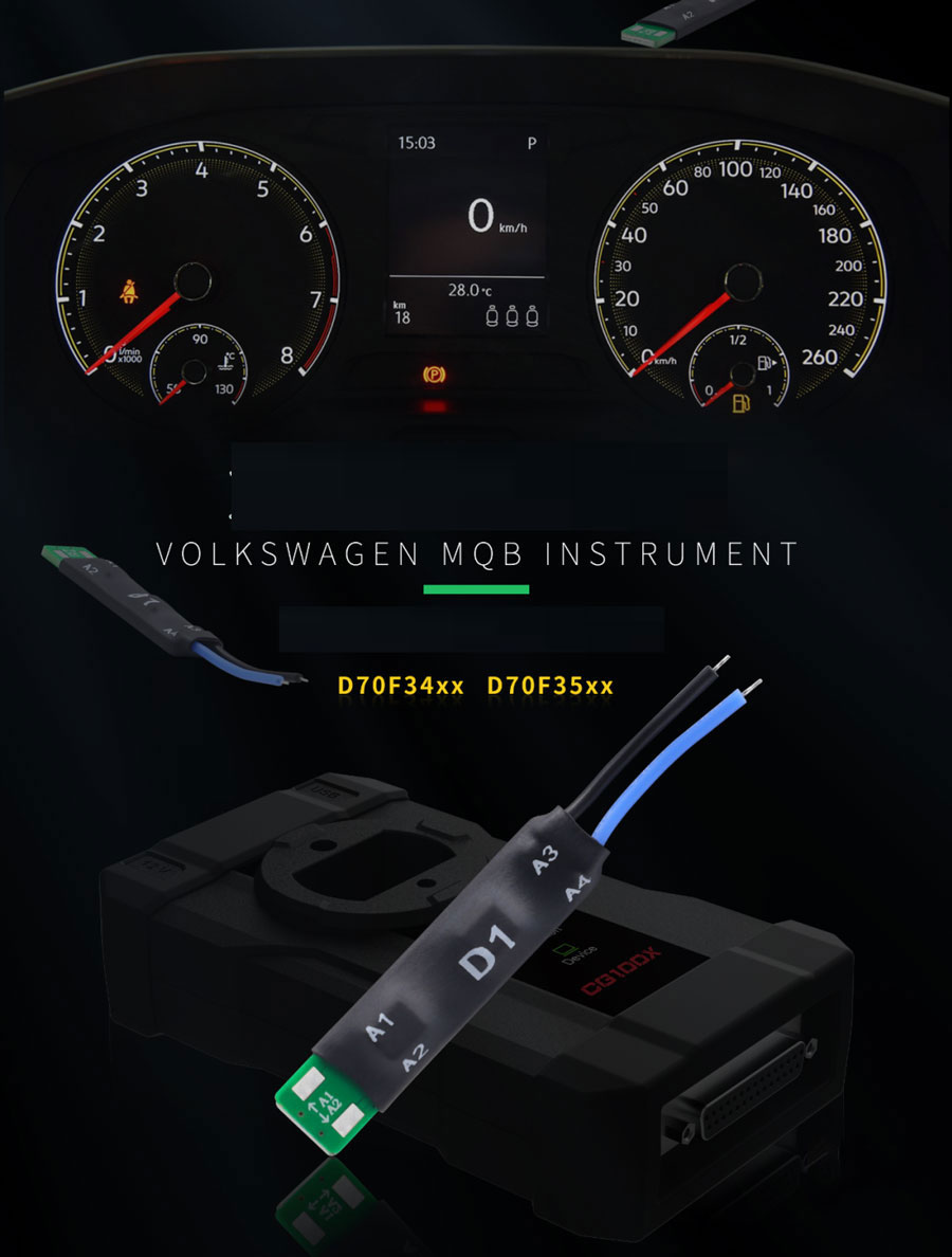 CG100X with D1 Adapter Change VW MQB D70F34XX/D70F35XX Mileage No Soldering