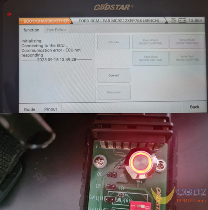 OBDSTAR DC706 Read/Write Ford LEAR MC9S12XEP768/V2 BCM on Bench