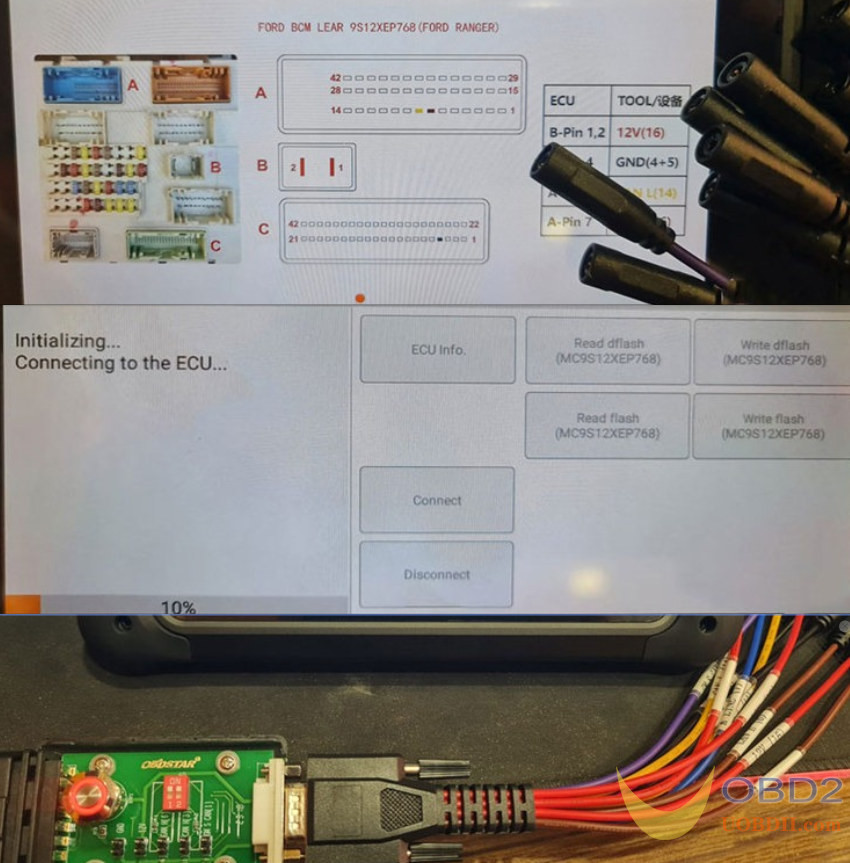 OBDSTAR DC706 Read/Write Ford LEAR MC9S12XEP768/V2 BCM on Bench