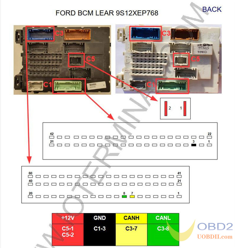 OBDSTAR DC706 Read/Write Ford LEAR MC9S12XEP768/V2 BCM on Bench