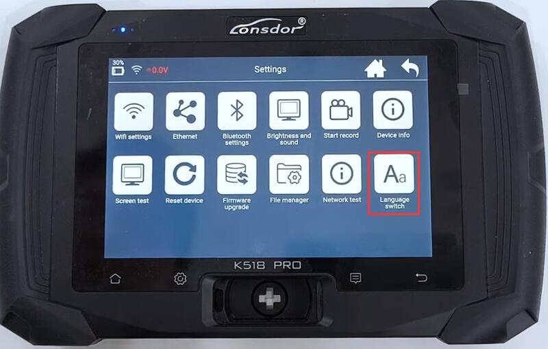 Lonsdor K518 Pro Language Switch and OBD Cable Self-check Guide