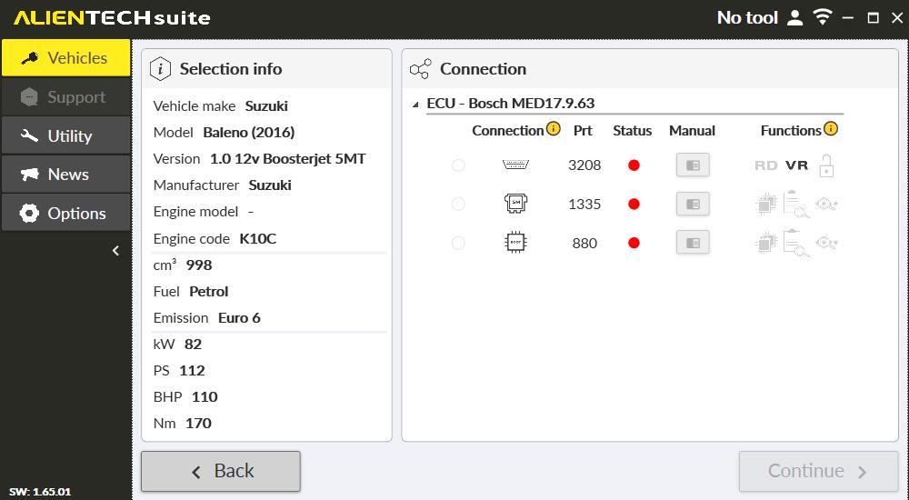 Alientech KESS V3 SUZUKI Bosch MED17.9.63 VR, WR via OBD