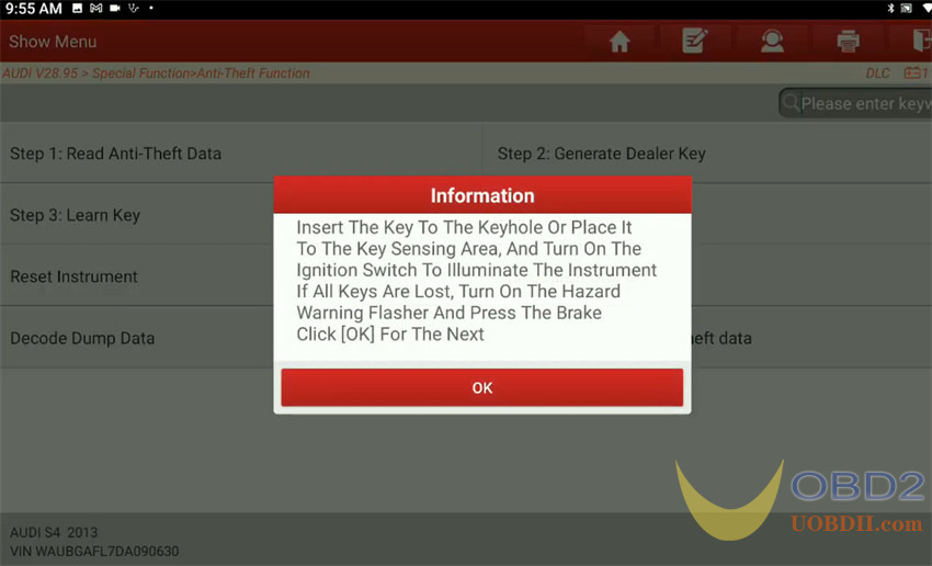 How to Program 2013 Audi S4 All Keys Lost with Launch X431 Pro5?