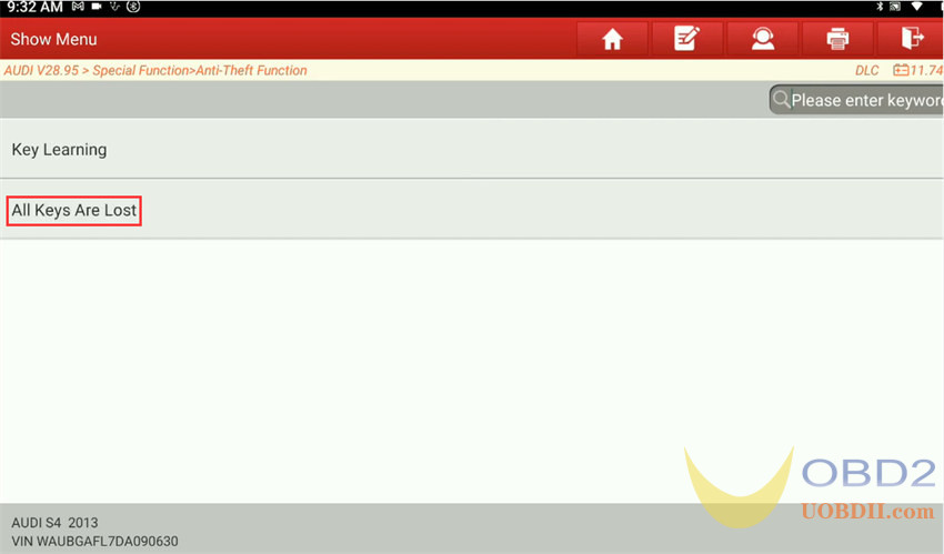 How to Program 2013 Audi S4 All Keys Lost with Launch X431 Pro5?