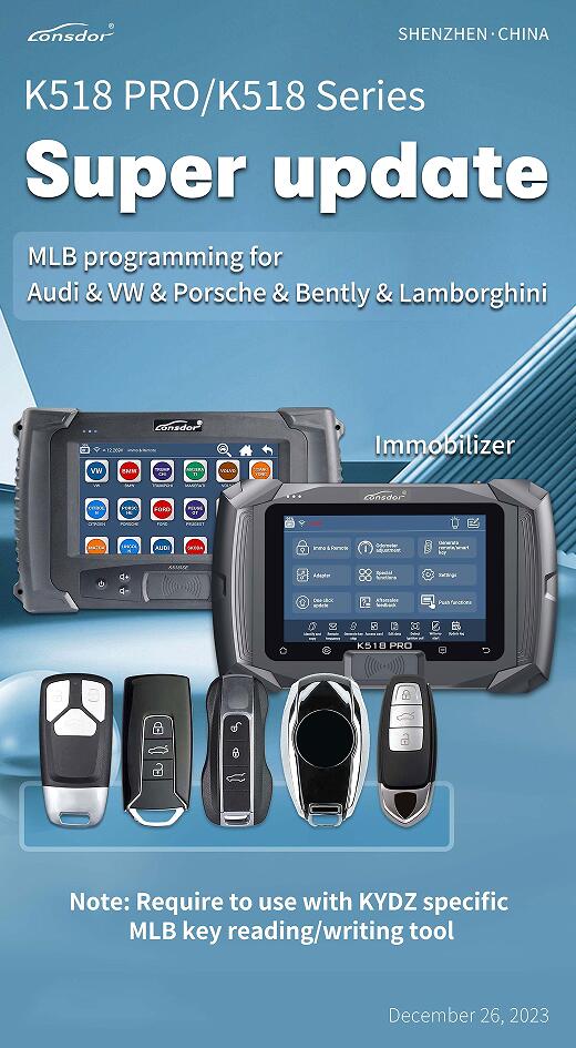 Lonsdor K518 PRO Added Audi & VW MLB Key Programming