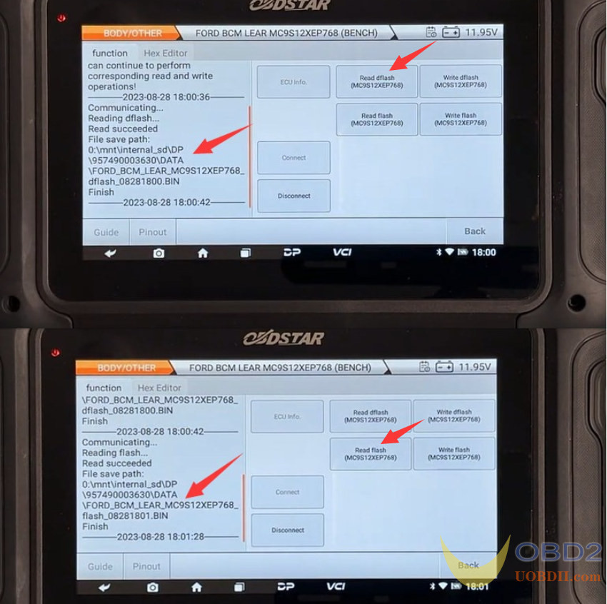 OBDSTAR DC706 Read/Write Ford LEAR MC9S12XEP768/V2 BCM on Bench