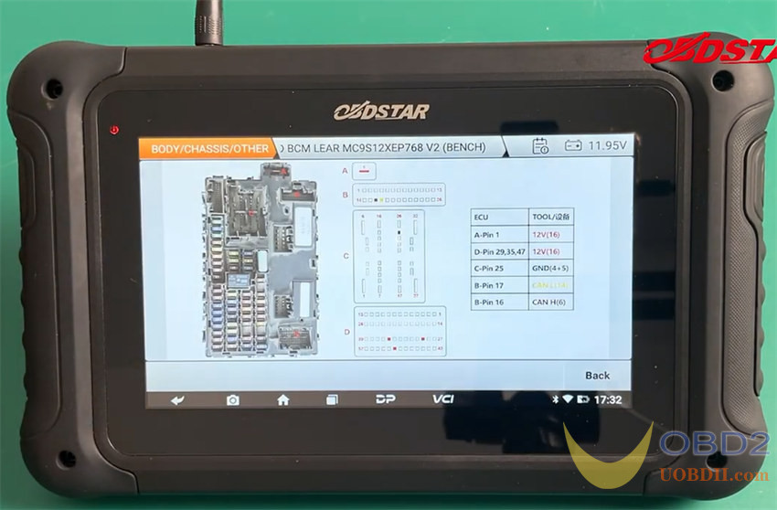 OBDSTAR DC706 Read/Write Ford LEAR MC9S12XEP768/V2 BCM on Bench