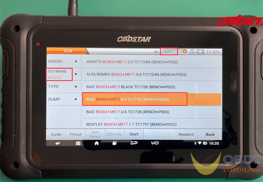 OBDSTAR DC706 Clone BOSCH ME17.8.8 ECM on Bench